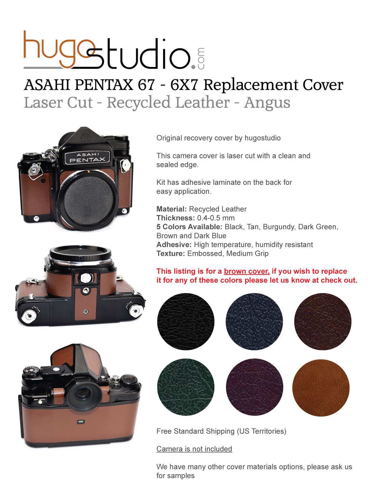 ASAHI Pentax 6X7 Replacement Cover, Laser Cut - Recycled